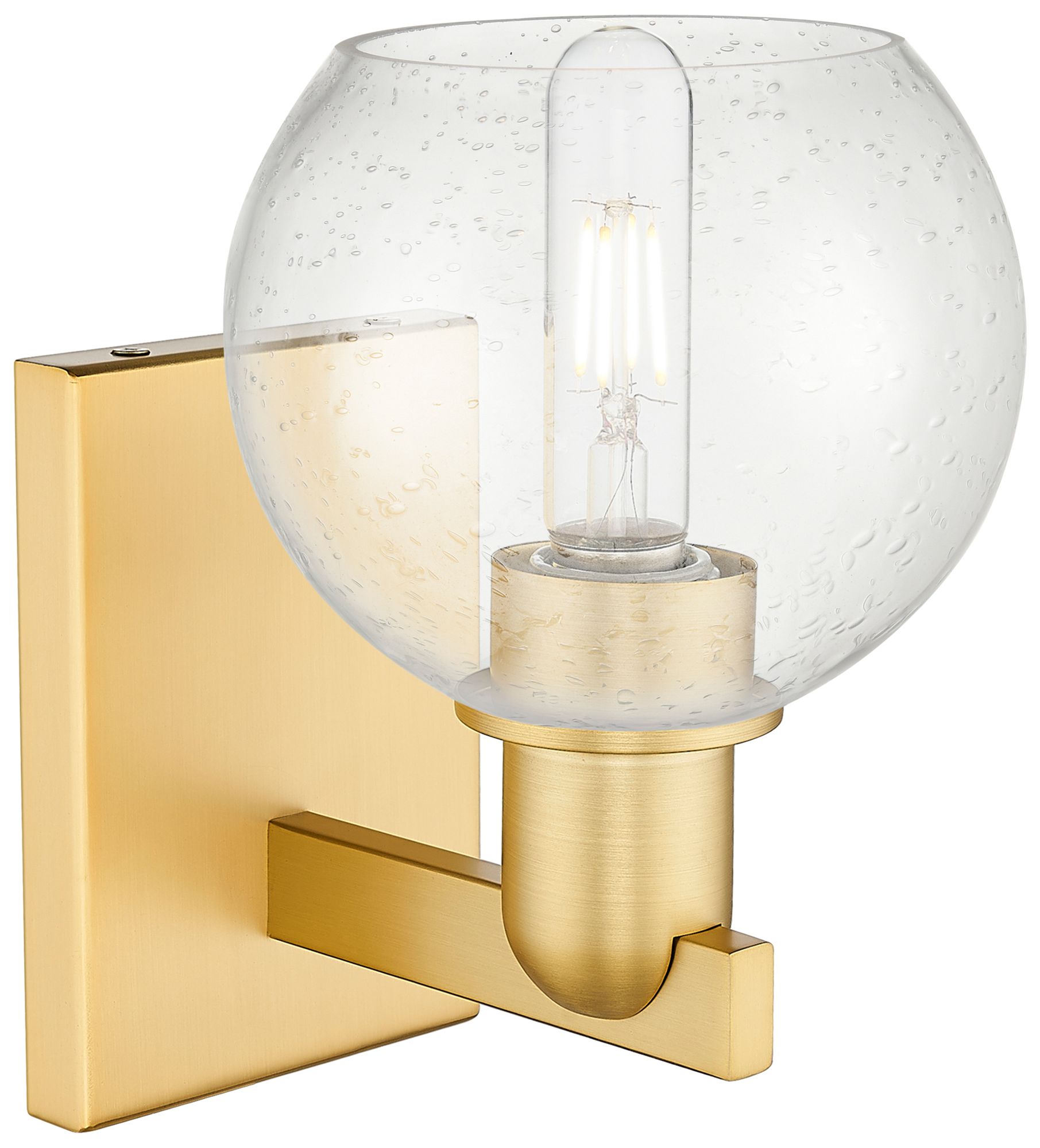 Image 2 Arcadia Athens 10" High Satin Gold Sconce With Seedy Shade more views