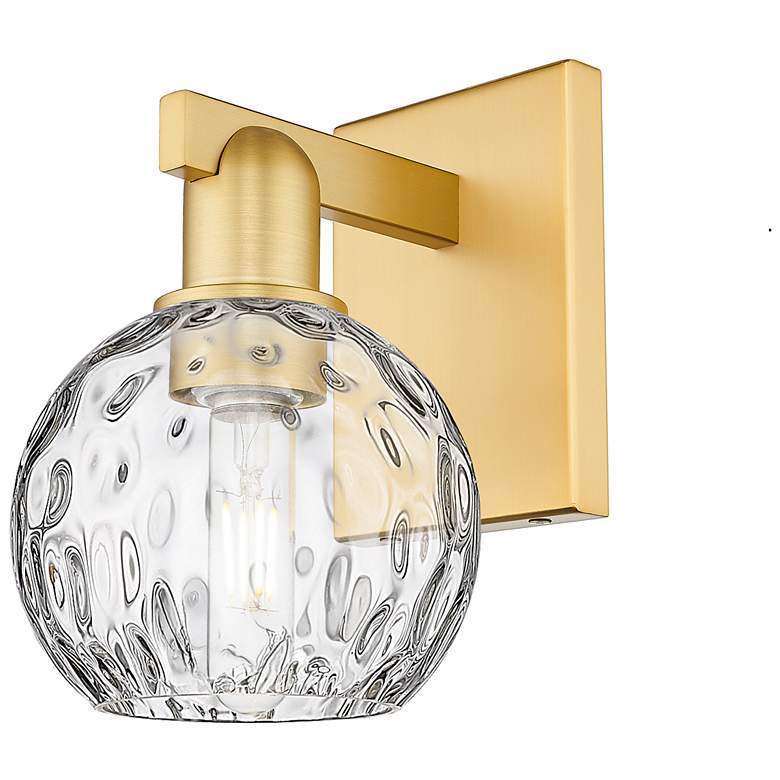 Image 1 Arcadia Athens 10" High Satin Gold Sconce With Water Glass Shade