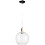 1_Arcadia Athens 10"W Black Brass Cord Hung Mini Pendant w/ Clear Shade