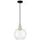 Arcadia Athens 10"W Black Brass Cord Hung Mini Pendant w/ Clear Shade