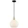 Arcadia Athens 10"W Black Brass Cord Mini Pendant w/ Matte White Shade