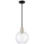Arcadia Athens 10"W Black Brass Stem Hung Mini Pendant w/ Clear Shade
