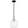 Arcadia Athens 10"W Black Brass Stem Hung Mini Pendant w/ Clear Shade