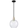 Arcadia Athens 10"W Black Brass Stem Hung Mini Pendant w/ Seedy Shade