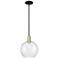 Arcadia Athens 10"W Black Brass Stem Hung Mini Pendant w/ Seedy Shade