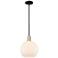 Arcadia Athens 10"W Black Brass Stem Mini Pendant w/ Matte White Shade