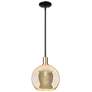 Arcadia Athens 10"W Black Brass Stem Mini Pendant w/ Mercury Shade