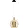 Arcadia Athens 10"W Black Brass Stem Mini Pendant w/ Mercury Shade