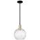 Arcadia Athens 10"W Black Brass Stem Mini Pendant w/ Water Glass Shade
