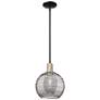 Arcadia Athens 10"W Black Brass Stem Pendant w/ Light Smoke Deco Shade