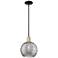 Arcadia Athens 10"W Black Brass Stem Pendant w/ Light Smoke Deco Shade