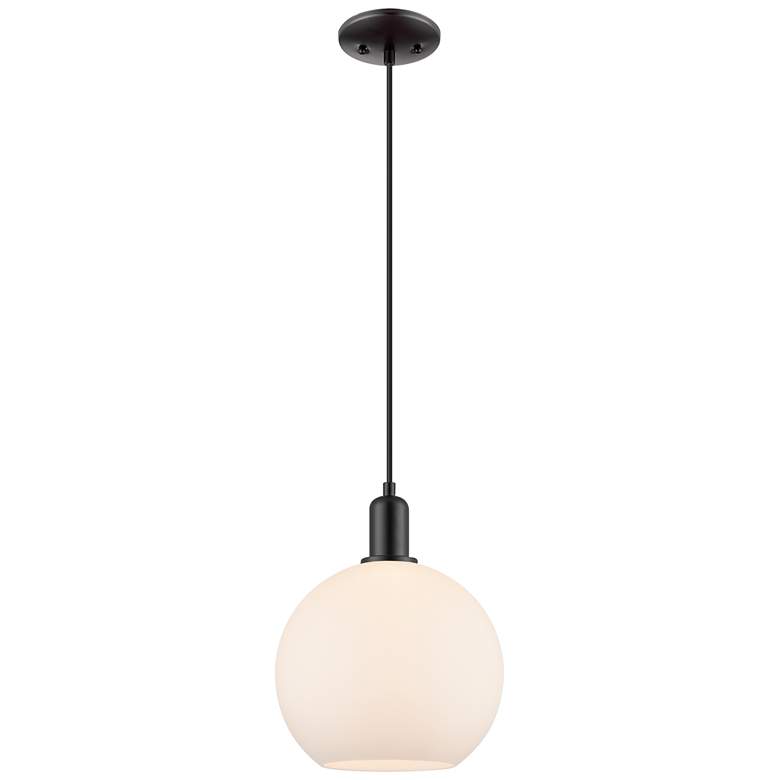 Image 1 Arcadia Athens 10"W Black Cord Hung Mini Pendant w/ Matte White Shade
