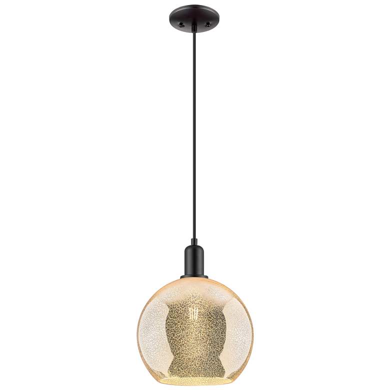 Image 1 Arcadia Athens 10"W Black Cord Hung Mini Pendant w/ Mercury Shade