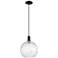 Arcadia Athens 10"W Black Cord Hung Mini Pendant w/ Water Glass Shade