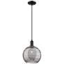 1_Arcadia Athens 10"W Black Cord Pendant w/ Light Smoke Deco Swirl Shade