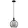 Arcadia Athens 10"W Black Cord Pendant w/ Light Smoke Deco Swirl Shade
