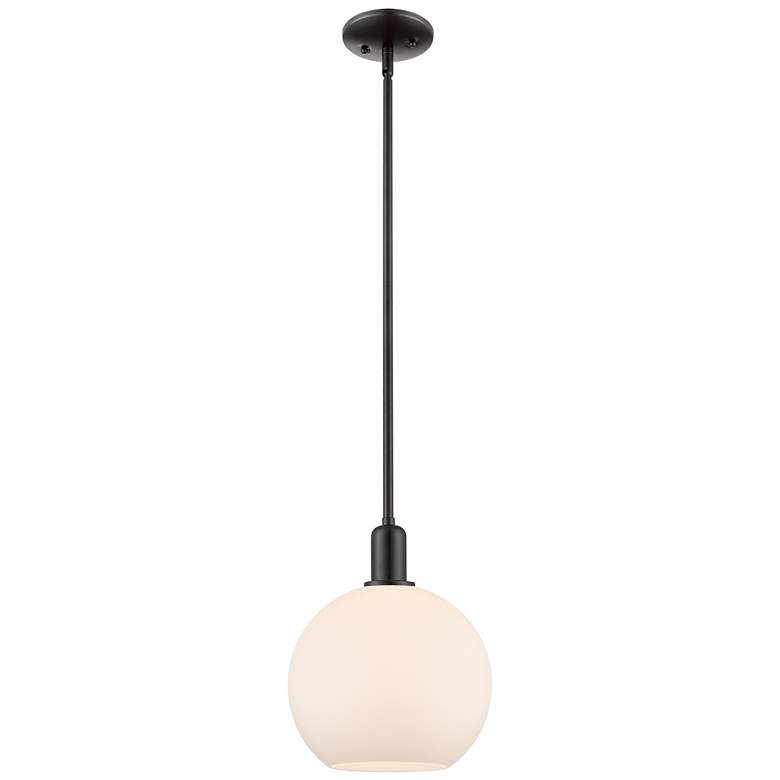 Image 1 Arcadia Athens 10"W Black Stem Hung Mini Pendant w/ Matte White Shade