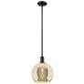 Arcadia Athens 10"W Black Stem Hung Mini Pendant w/ Mercury Shade