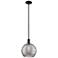 Arcadia Athens 10"W Black Stem Pendant w/ Light Smoke Deco Swirl Shade