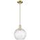 Arcadia Athens 10"W Brass Stem Hung Mini Pendant w/ Water Glass Shade