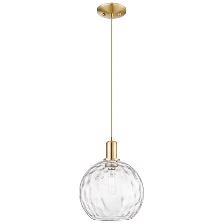 Image 1 Arcadia Athens 10"W Bronze Cord Mini Pendant w/ Water Glass Shade