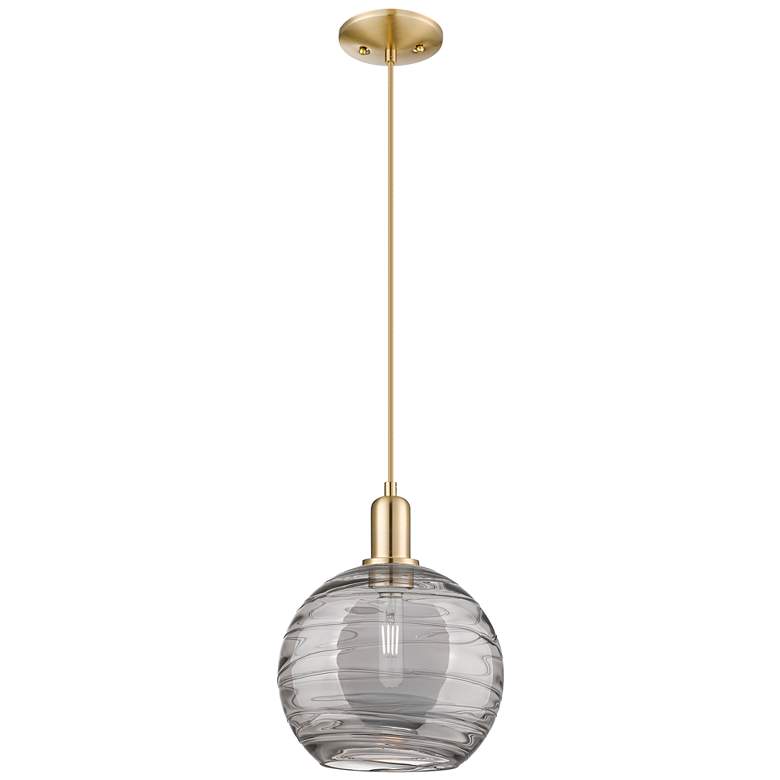 Image 1 Arcadia Athens 10"W Bronze Cord Pendant w/ Light Smoke Deco Shade