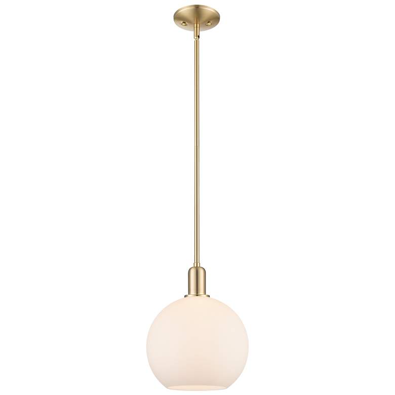 Image 1 Arcadia Athens 10"W Bronze Stem Mini Pendant w/ Matte White Shade