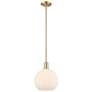 Arcadia Athens 10"W Bronze Stem Mini Pendant w/ Matte White Shade