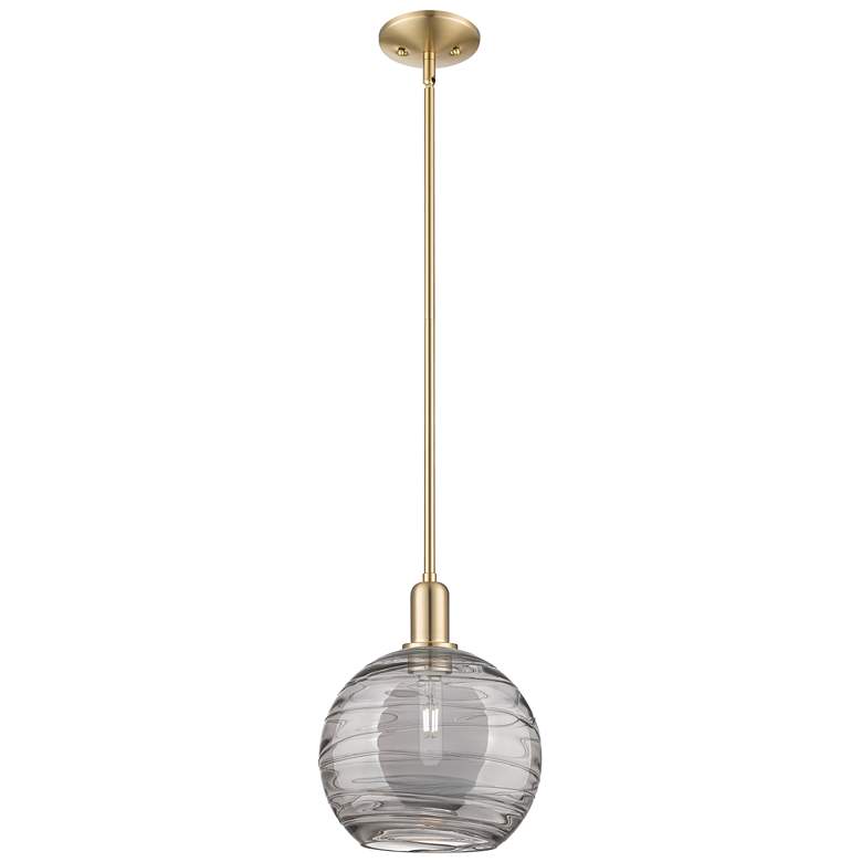 Image 1 Arcadia Athens 10"W Bronze Stem Pendant w/ Light Smoke Deco Shade