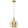 1_Arcadia Athens 10"W Brushed Brass Cord Mini Pendant w/ Mercury Shade