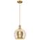 Arcadia Athens 10"W Brushed Brass Cord Mini Pendant w/ Mercury Shade