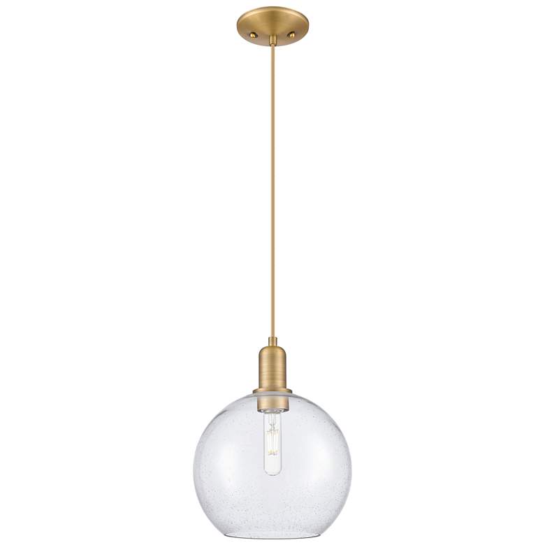 Image 1 Arcadia Athens 10"W Brushed Brass Cord Mini Pendant w/ Seedy Shade