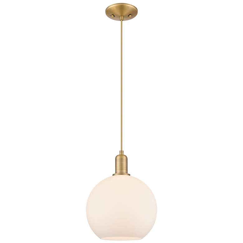 Image 1 Arcadia Athens 10"W Brushed Brass Cord Pendant w/ Matte White Shade