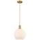 Arcadia Athens 10"W Brushed Brass Cord Pendant w/ Matte White Shade
