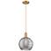 Arcadia Athens 10"W Brushed Brass Cord Pendant w/ Smoke Deco Shade