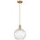 Arcadia Athens 10"W Brushed Brass Cord Pendant w/ Water Glass Shade