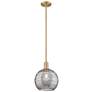 Arcadia Athens 10"W Brushed Brass Stem Pendant w/ Smoke Deco Shade