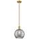 Arcadia Athens 10"W Brushed Brass Stem Pendant w/ Smoke Deco Shade
