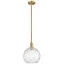 Arcadia Athens 10"W Brushed Brass Stem Pendant w/ Water Glass Shade