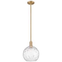 Arcadia Athens 10"W Brushed Brass Stem Pendant w/ Water Glass Shade