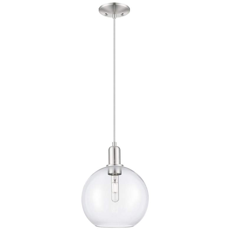 Image 1 Arcadia Athens 10"W Brushed Nickel Cord Mini Pendant w/ Clear Shade