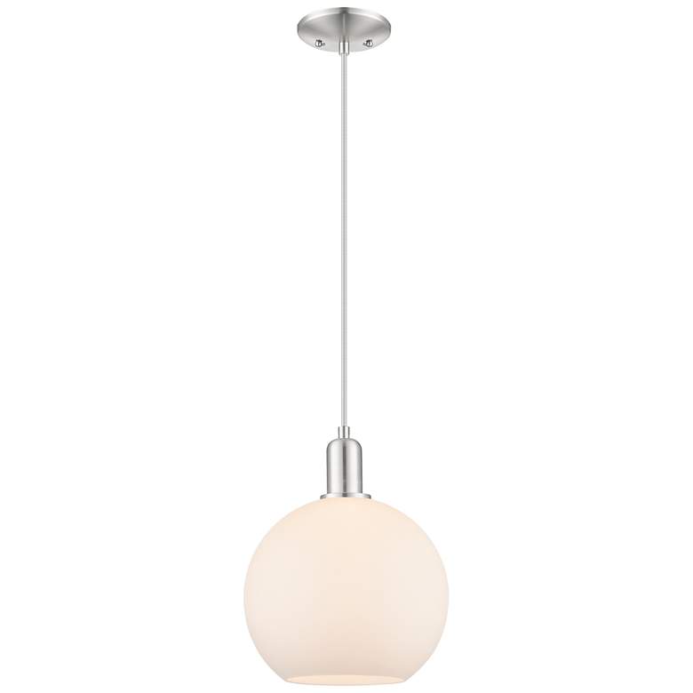 Image 1 Arcadia Athens 10"W Brushed Nickel Cord Pendant w/ Matte White Shade
