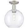 Arcadia Athens 10"W Brushed Nickel Semi.Flush Mount With Clear Shade