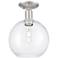 Arcadia Athens 10"W Brushed Nickel Semi.Flush Mount With Clear Shade