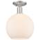 Arcadia Athens 10"W Brushed Nickel Semi-Flush w/ Matte White Shade