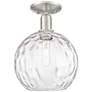 Arcadia Athens 10"W Brushed Nickel Semi-Flush w/ Water Glass Shade