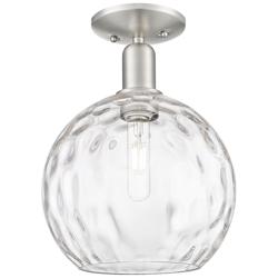 Arcadia Athens 10"W Brushed Nickel Semi-Flush w/ Water Glass Shade