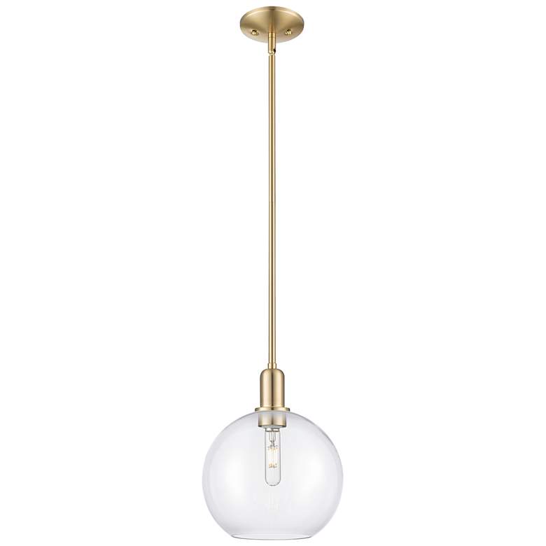 Image 1 Arcadia Athens 10"W Champagne Bronze Stem Mini Pendant w/ Clear Shade