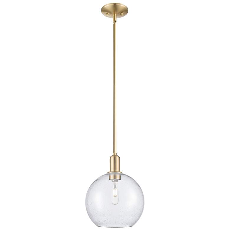 Image 1 Arcadia Athens 10"W Champagne Bronze Stem Mini Pendant w/ Seedy Shade