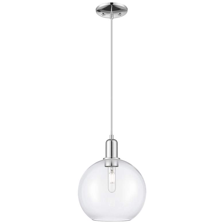 Image 1 Arcadia Athens 10"W Chrome Cord Hung Mini Pendant w/ Clear Shade